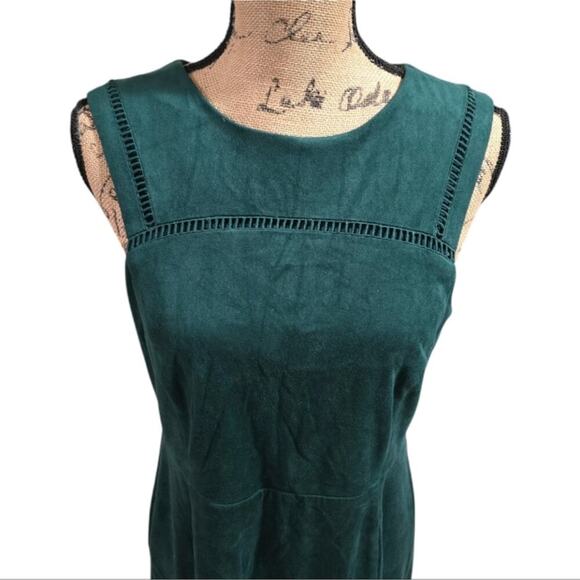 Gianni Bini Chic Green Velvet Sleeveless Sheath Skater Dress Size 10 - Picture 2 of 7